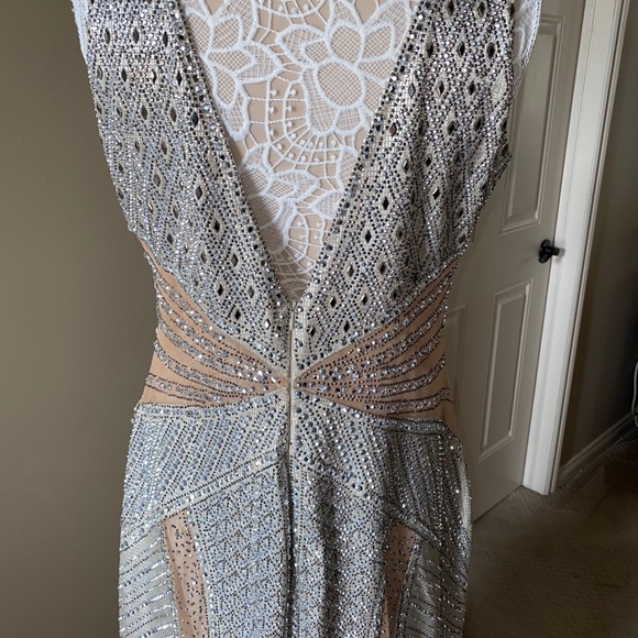 NEW Od Rica Silver Champagne Crystal Sparkling Rhinestone Wedding Evening Dress - Picture 16 of 16